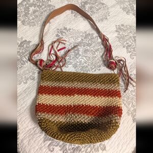 Striped Crochet Shoulder Bag
